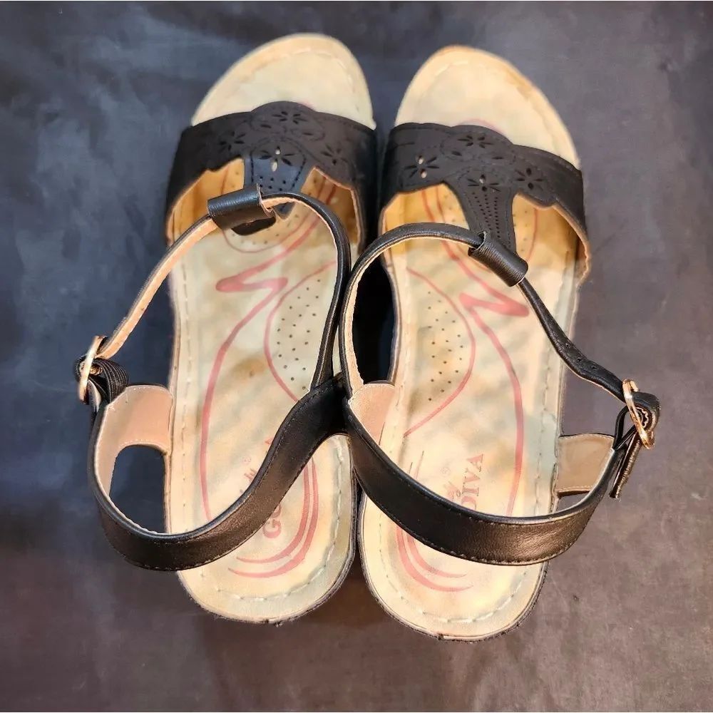 LADY GODIVA ESPADRILLE WEDGE ADJUSTABLE ANKLE STRAP SANDAL - Picture 11 of 14